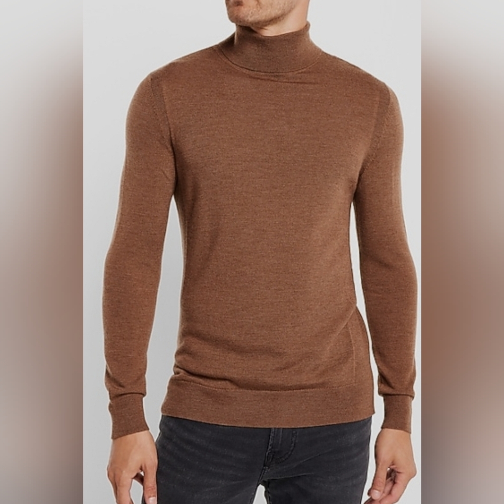 Express Solid Merino Wool Turtleneck Sweater Size M